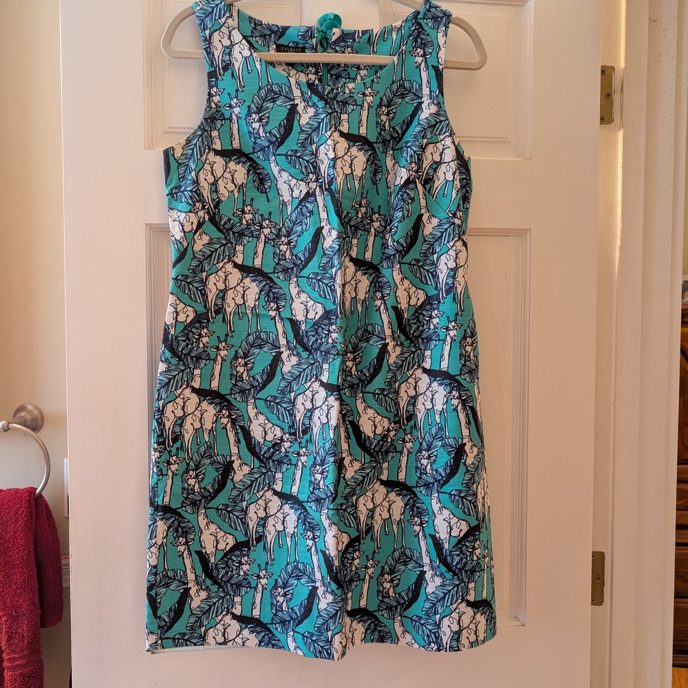 Talbots Blue and White Midi Sundress with Scoop Neck